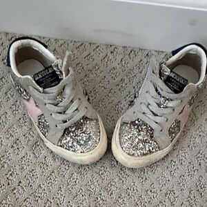 Vintage Havana Glittery Silver and Pink Kids Sneakers